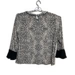 Anne Klein  long sleeved black and white animal print wome's blouse XL‎ Photo 14