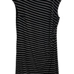 Loft  Ann Taylor Striped Dress Women Sz LP Sleeveless Lined Black Grey Stripe Photo 0