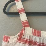 Loft  red white striped shimmer tiered peplum babydoll tank top size medium Photo 3