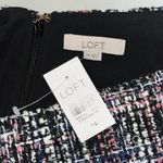 Loft Ann Taylor NWT Size 14 Blue & Pink Tweed Fringe Trim Straight Pencil Skirt Photo 3