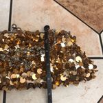 Vintage Y2K gold sequin beaded clutch cocktail purse evening bag with chain Photo 10