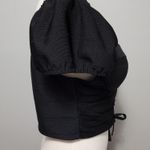Haute Monde Buckle black puff sleeve crop top size xl Photo 2