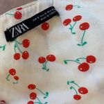 ZARA Cherry Print Satin Effect Crop Top/Blouse Pink S Photo 3