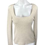 Banana Republic Women's Cream Rib Knit Square Neck Long Sleeve Sweater Top Sz L Photo 0