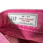 Gap  Cheeky Straight High Rise Jeans Pink Acid Wash Raw Hem Size 28 6 Regular Photo 4