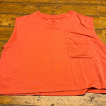 Lou & grey  Orange Cropped Sleeveless Pocket Tank Top Women's Size S Photo 0