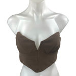 Princess Polly Brown Sleeveless Strapless Notch Bandeau Tube Crop Top Size 6 Photo 0