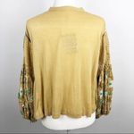 Free People New  Embroidered Floral Wide Bubble Sleeve Bohemian Top Photo 6
