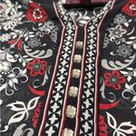 Chico's Chico’s size 1 medium floral v-neck sheer black hi low blouse rhinestone elastic Photo 1