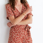 Madewell  Rust Red Wrap-Front Romper in Daisy Field 0 Photo 0