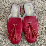 Italeau Fur Lined Tassel Accent Mule Size 38 1/2 Red Photo 5