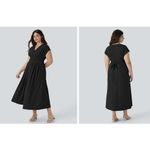 Halara  Breezeful V-Neck Tie-Back Side-Pocket Midi Dress Quick Dry Sz 8 NWT Photo 1