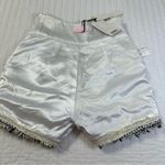 Elegant Wool Blend Golden High Waist Festive Striped Fringe Shorts in Size L Black Size L Photo 12