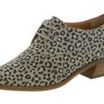 Lucky Brand Erreka Lace-Up Leather Oxford Titanium Romo Leopard Size 7.5 BIN 16 Photo 0
