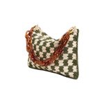 Clare V Woven Flat Clutch Tabs Crochet Olive Cream Bag Green Photo 1