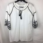 ZARA  Black & White Embroidered Half Sleeve Peasant Top S Photo 0