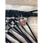 Mudd Vintage Y2K Women  Studded Macrame Fringe Faux Suede Scarf Bohemian Festival Photo 1