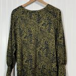 MELLODAY Mellóday XL Women’s Top Olive Green Animal Print Long Sleeve Back Zip Blouse Photo 1