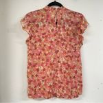 Nanette Lepore Nanette Lapore Orange Pink Ditsy Floral Ruffled Blouse Womens M Coquette Girly Photo 3