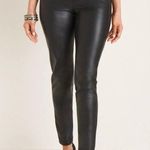 Chico's Faux Leather Ponte Slim Pants Size 16 S Classic Fit Black Coated Slimming Photo 1