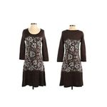 Nine West Dress Knit Long Sleeve Scoop Neck Aline Sweater Herringbone Rosette XL Photo 1