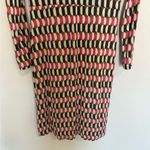 BODEN Geometric Print Long Sleeve Ruched Sheath Dress Size 8 Pink Green White Photo 9
