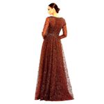 Mac Duggal  Embellished Illusion Long Sleeve V-Neck Gown Chocolate 12 Photo 1