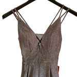 Crystal Doll | Metallic Pink Undertone Strappy Plunge Neckline Prom Dress Size 1 Photo 1