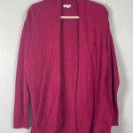 J.Jill Magenta Knit Open Front Cardigan Sweater Size Large Cotton Zipper Accents Photo 0