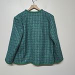 AQUA Green Tweed Bouclé Jacket L Women's Gold Button Front Pocket Trim Blazer... Photo 9