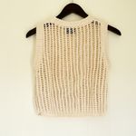 MIOU MUSE Open Knit Sweater Vest White Round Neck Crop Tank Large Photo 1