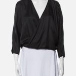 Michelle Mason NWT  Black 100% Silk Long Sleeve Bodysuit ( 0 ) Photo 0