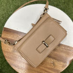 Madison West Tan ‎ Crossbody Purse Wallet With Bow Photo 0