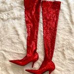 Balenciaga Red Sequin Thigh High Boots 😍 Photo 0