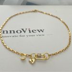 18K Gold Plated Locked Heart Carabiner Necklace Titanium Steal Womens Jewelry Photo 4
