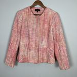 Talbots  Tweed Blazer Jacket Women 10 Pink Orange Full Zip Career Office Workwear Photo 12