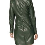 One33 Social Sleek Green Faux Leather Long Sleeve Shirt Dress Size 2 Photo 1