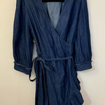 Draper James  Reba Chambray Wrap Dress Dark Wash 18 Photo 0