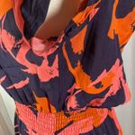 Abel the label Orange Pink Floral Print V Neck Smocked Waist Maxi Dress Size S Photo 5