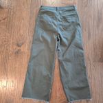 Zenana Outfitters DOP-1617A High Rise Flare Cropped Army Green Chino Pants Raw Hem Work Photo 6