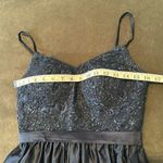 Women’s Blue Full Length Satin Lace Appliqué Party Prom Formal Dress Size 2 NWOT Blue Photo 8