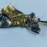 Angel Flying Brooch Lapel Pin Gold Silver Tone Trumpet Play Religious Christian Photo 3