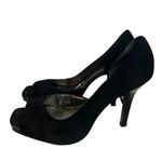 Jessica Simpson  open toed suede heels - some cracking inside sz 9.5 4” heels Photo 0