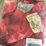 One World  Red Washed 3/4 Long Sleeve Light Knit Sweater With Scarf Photo 1