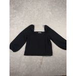 Madewell Crepe Square Neck Puff Sleeve Top Size Medium Black Photo 2
