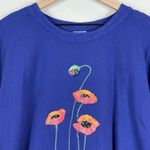 Sea Breeze Of California Cotton Painted Blouse Small Blue Floral Dragonfly Boho Photo 2