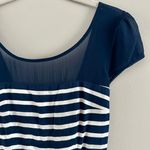 Abercrombie & Fitch Abercrombie Sheer Plunge Navy and White Striped Mini Dress XS Photo 2