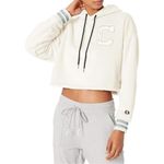 Champion  Cream Faux Fur Varsity C Cropped Soft Pullover Hoodie Size Large Photo 1