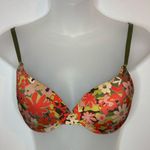 Floral Multicolor Push Up Underwire Bra Size 34B Orange Photo 0