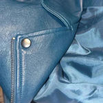 Alfani NWOT Women's Asymmetrical Zip Teal Faux Leather Jacket size 1X Photo 8